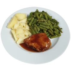 Kipfilet Kippenjus Sperziebonen Aardappelen gekookt(natrium/zoutarm)